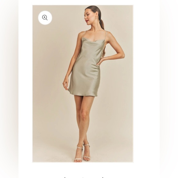 Reset By Jane Kira Cowl Neck Sleeveless Satin Slip Dress Open Back Small Wedding - Picture 5 of 14